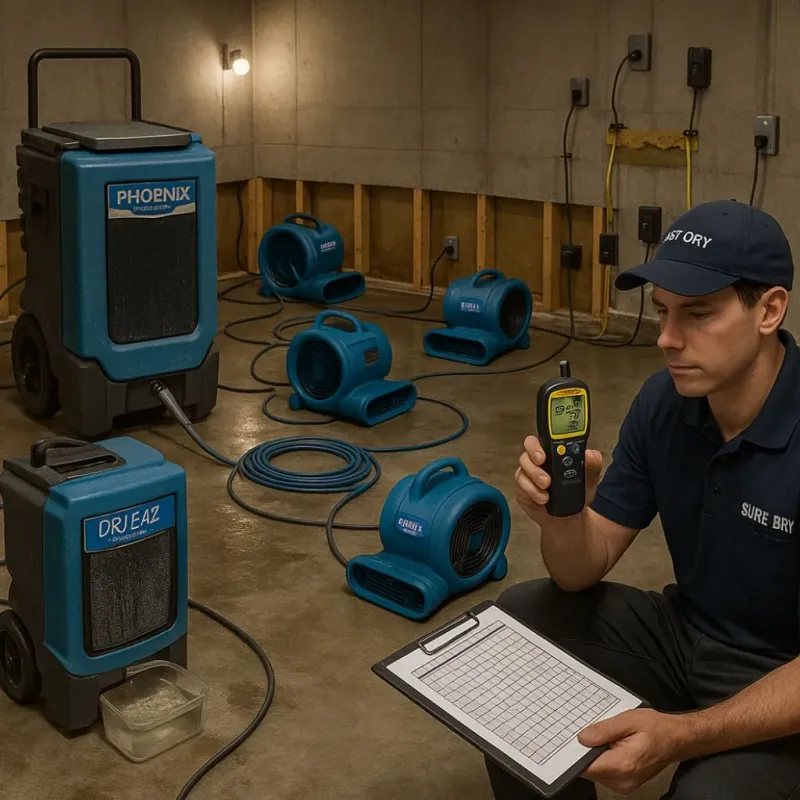Structural Drying and Dehumidification process in Russellville, AR